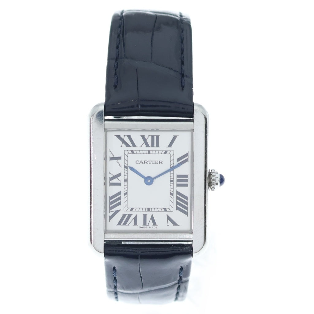 Cartier(カルティエ) タンクソロSM シルバー文字盤 SS×革/QZ ステンレス クォーツ W1018255 腕時計