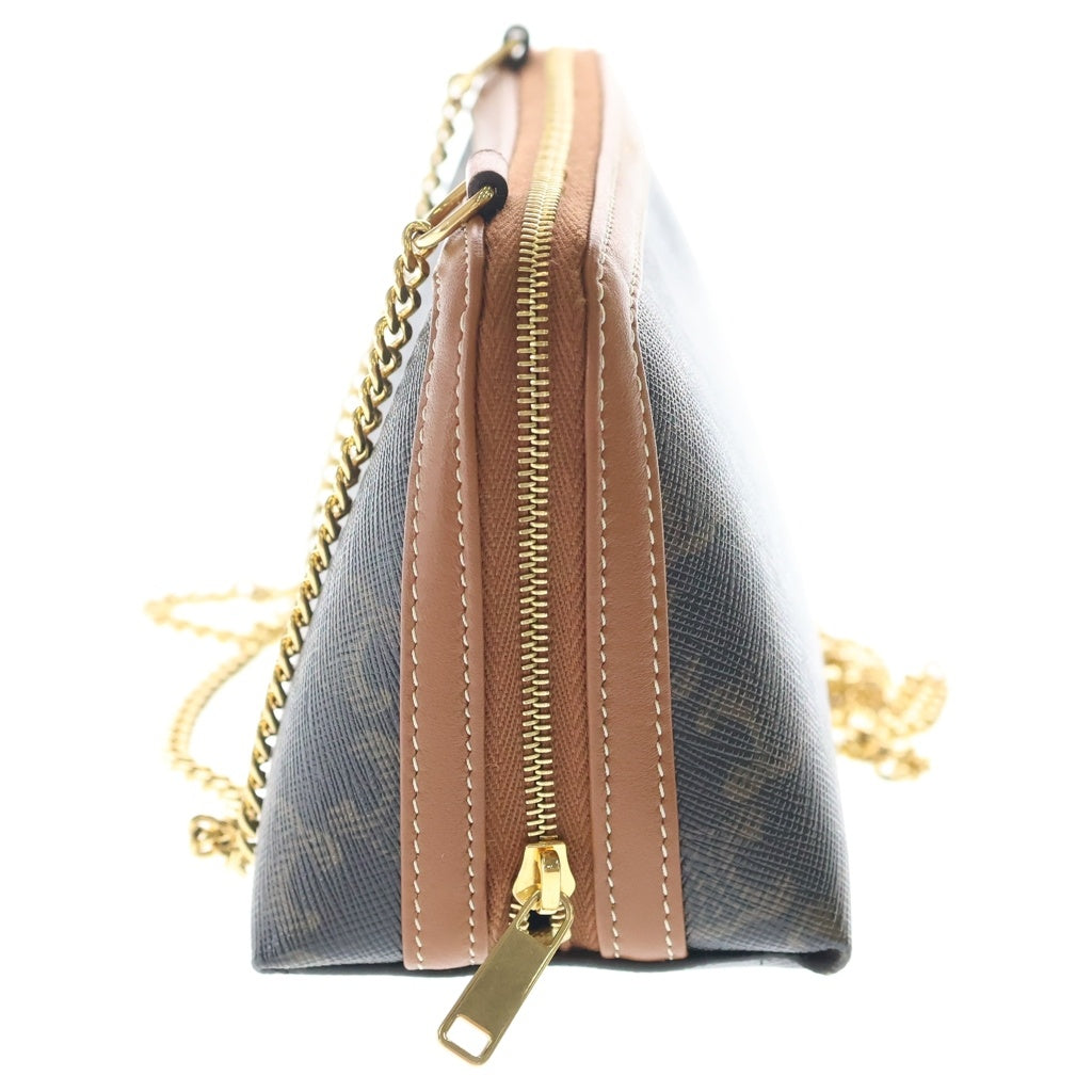 CELINE(セリーヌ) トリオンフ PVC レザー チェーンクラッチバッグ ゴールド金具 ブラウン 10E382 レディース