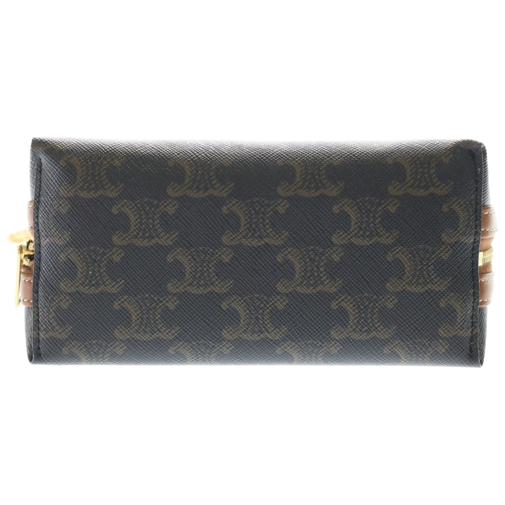 CELINE(セリーヌ) トリオンフ PVC レザー チェーンクラッチバッグ ゴールド金具 ブラウン 10E382 レディース