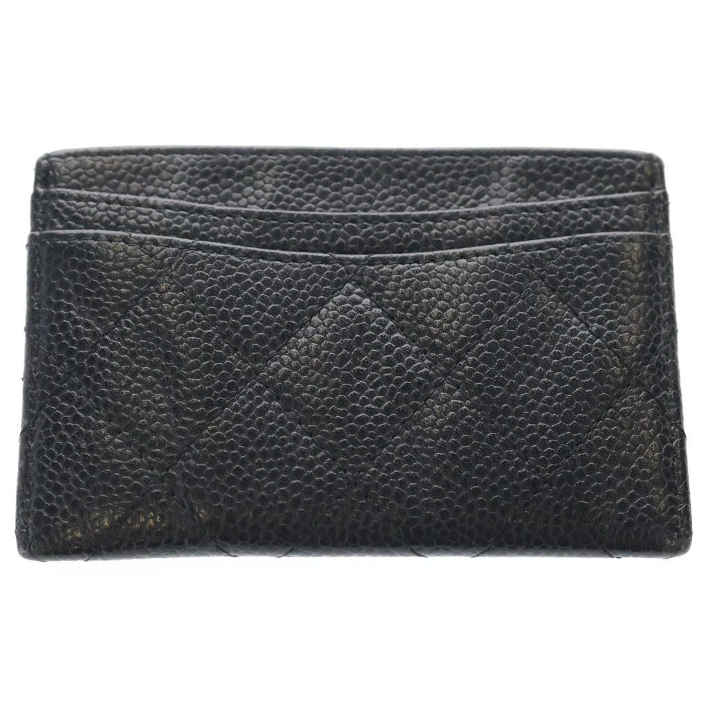 CHANEL(シャネル) マトラッセ カードケース 名刺入れ ブラック キャビアスキン ゴールド金具 レディース