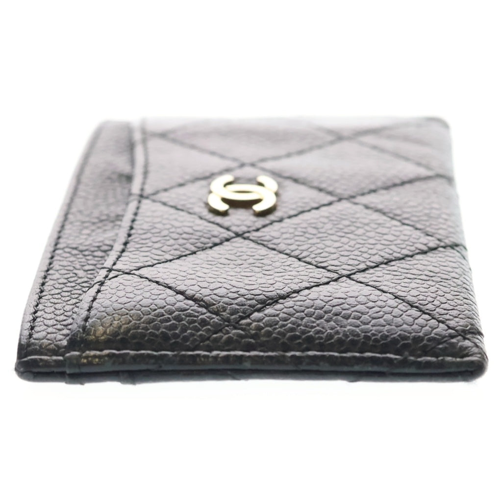 CHANEL(シャネル) マトラッセ カードケース 名刺入れ ブラック キャビアスキン ゴールド金具 レディース