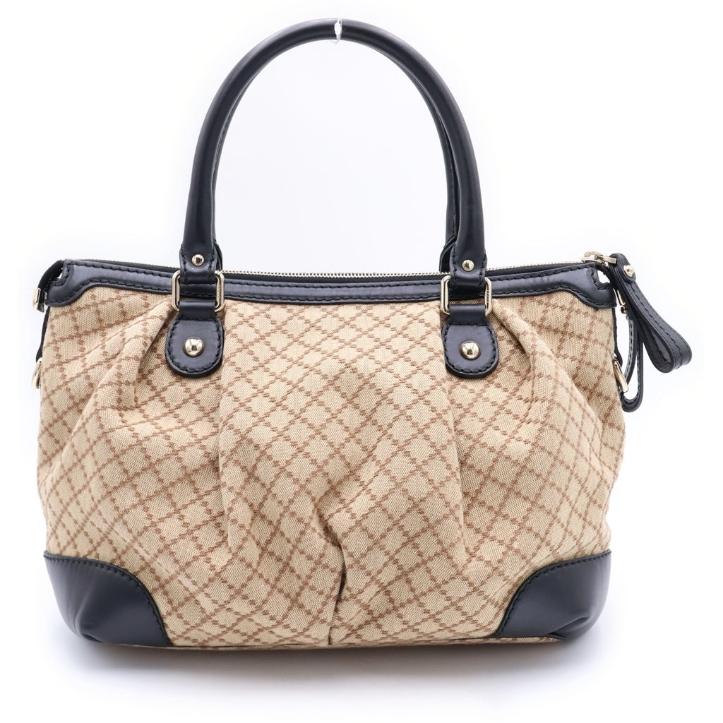 GUCCI(グッチ) ディアマンス 2WAYハンドバッグ ショルダーバッグ ブラック×ベージュ キャンバス×レザー 247902 ゴールド金具 レディース
