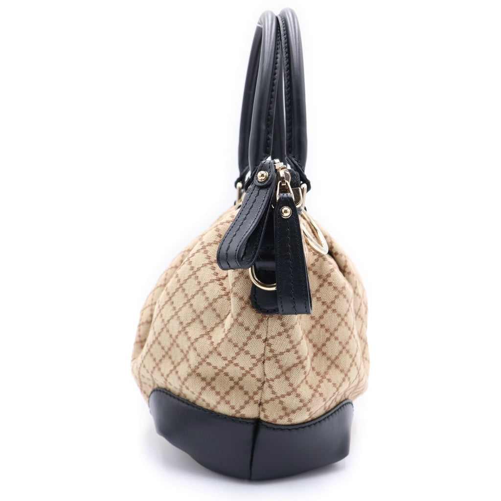 GUCCI(グッチ) ディアマンス 2WAYハンドバッグ ショルダーバッグ ブラック×ベージュ キャンバス×レザー 247902 ゴールド金具 レディース