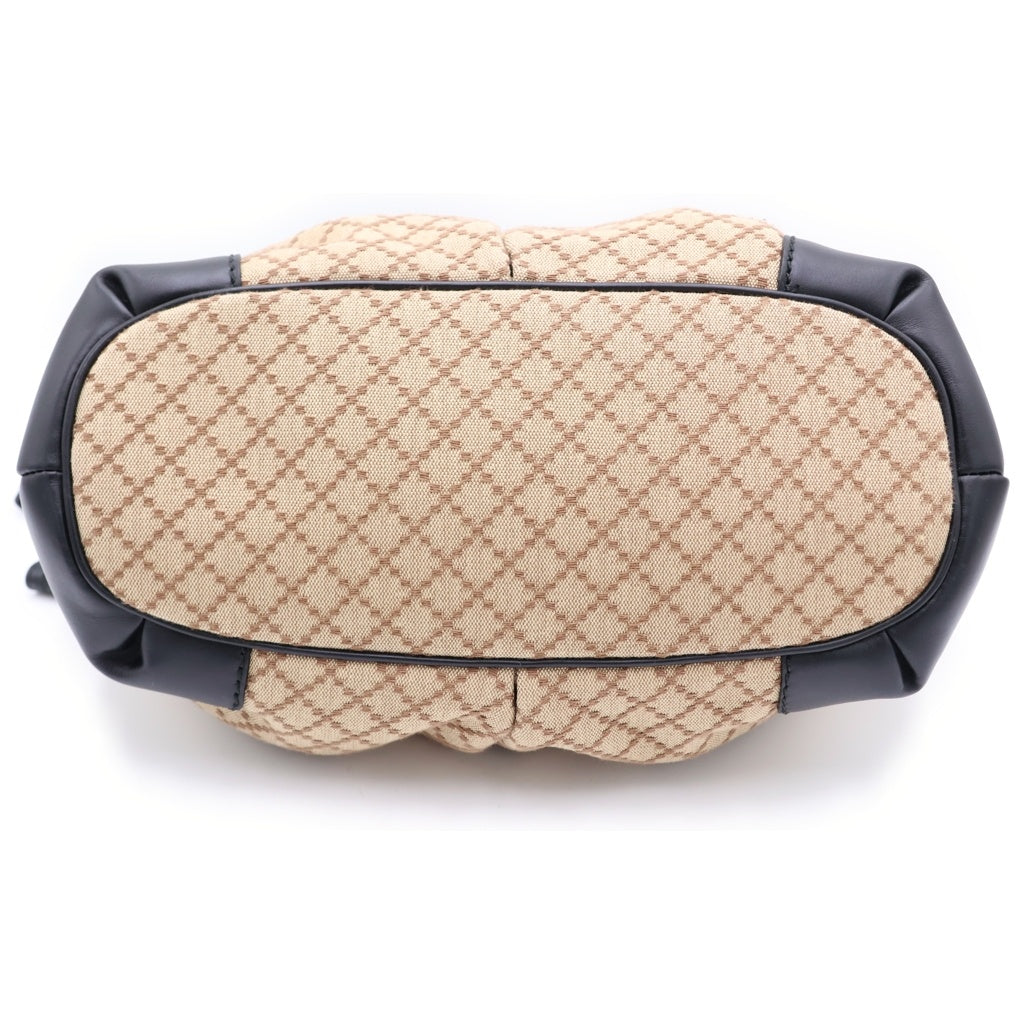 GUCCI(グッチ) ディアマンス 2WAYハンドバッグ ショルダーバッグ ブラック×ベージュ キャンバス×レザー 247902 ゴールド金具 レディース