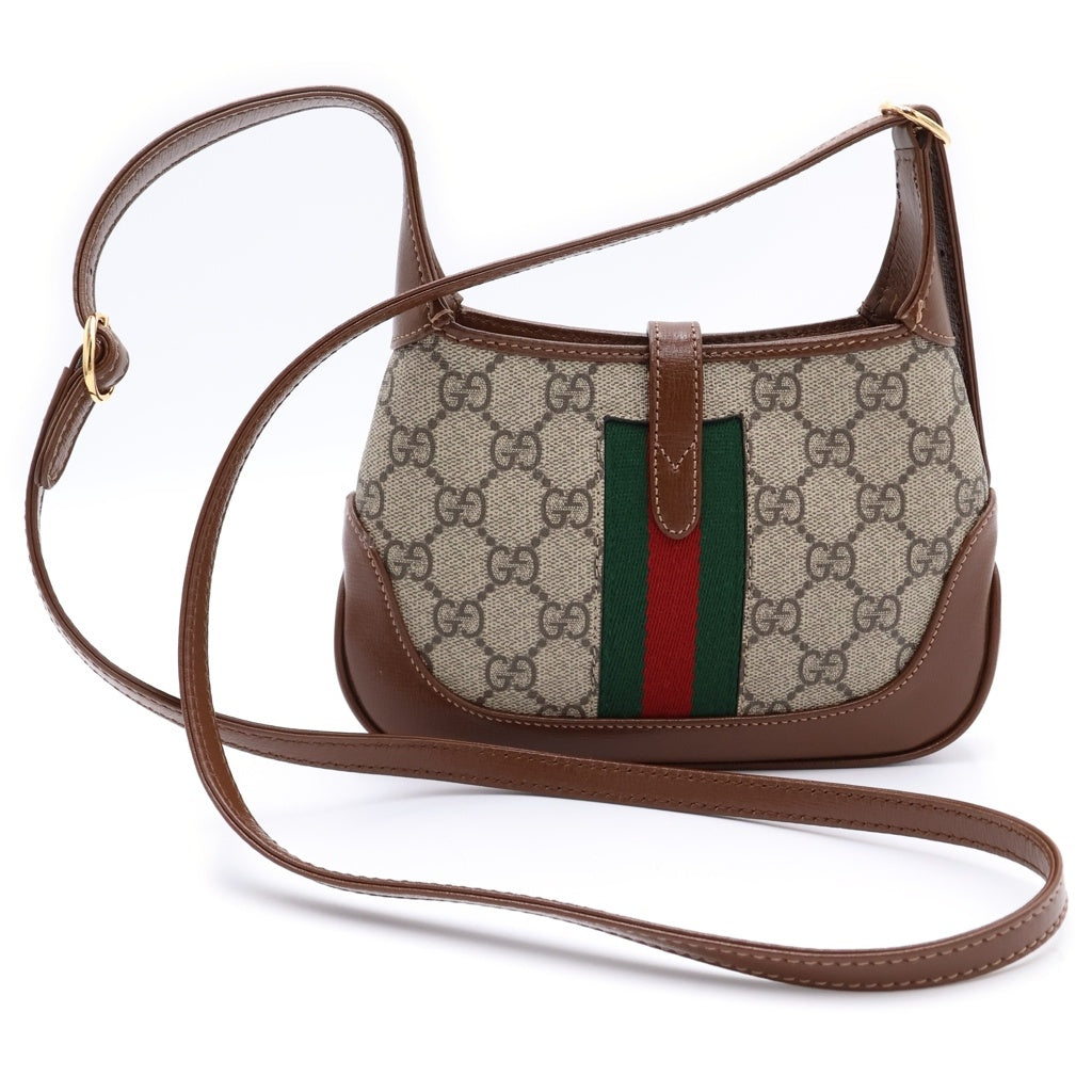 GUCCI(グッチ) GGスプリーム ジャッキー1961 ショルダーバッグ ゴールド金具 キャンバス×レザー ベージュ×ブラウン 637092 レディース