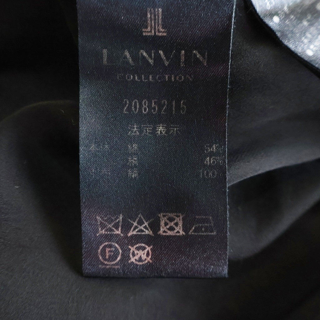 LANVIN(ランバン) シルク混 サテン 1B テーラード ロングジャケット コート ブラック レディース
