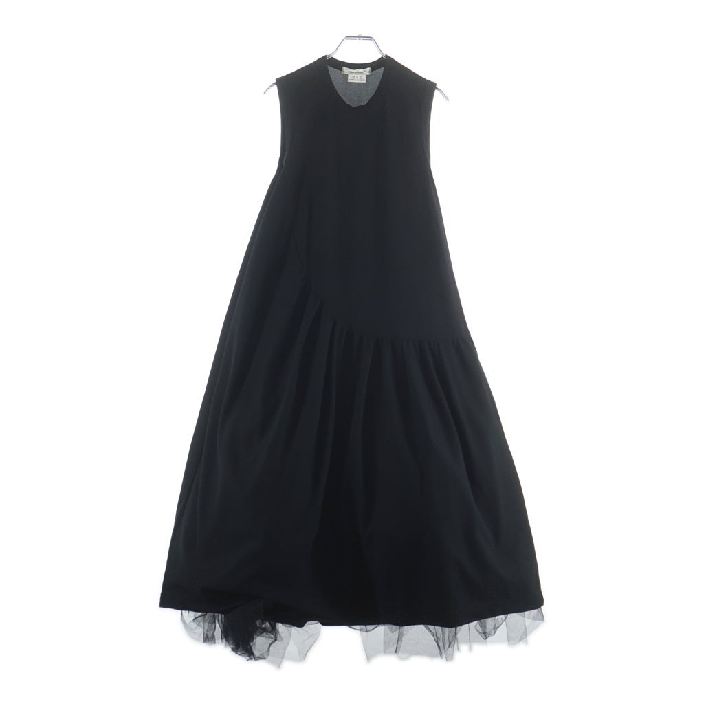 COMME des GARCONS(コムデギャルソン) 22SS AD2021 クルーネック ノースリーブ チュール パニエ レイヤード ワンピース ドレス ブラック レディース GI-T029