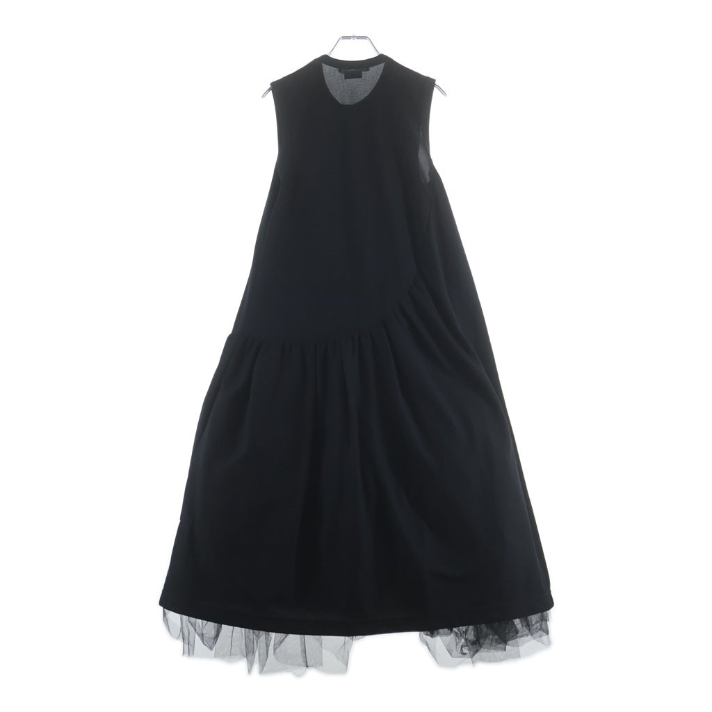 COMME des GARCONS(コムデギャルソン) 22SS AD2021 クルーネック ノースリーブ チュール パニエ レイヤード ワンピース ドレス ブラック レディース GI-T029