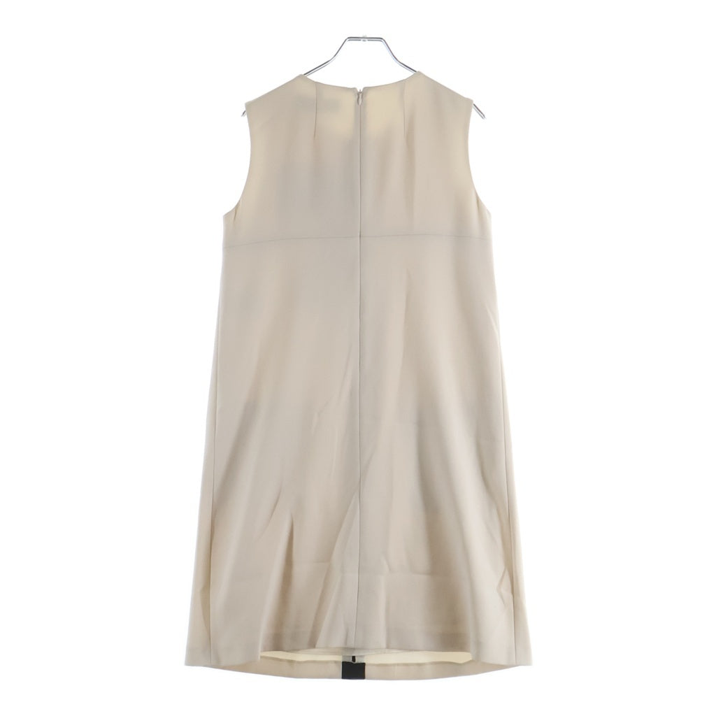 PAULE KA(ポールカ) バックジップ フロントリボン ノースリーブワンピース アイボリー×ブラック×オレンジ #38 レディース