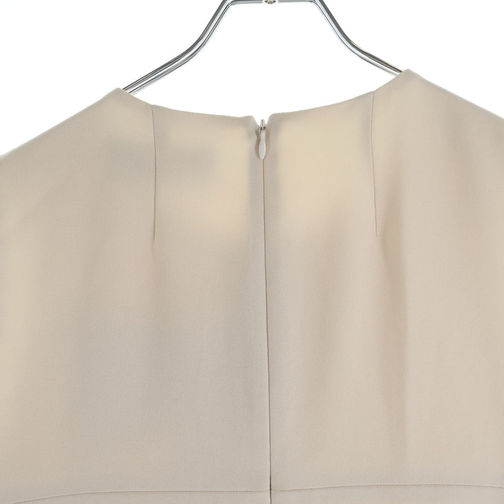PAULE KA(ポールカ) バックジップ フロントリボン ノースリーブワンピース アイボリー×ブラック×オレンジ #38 レディース
