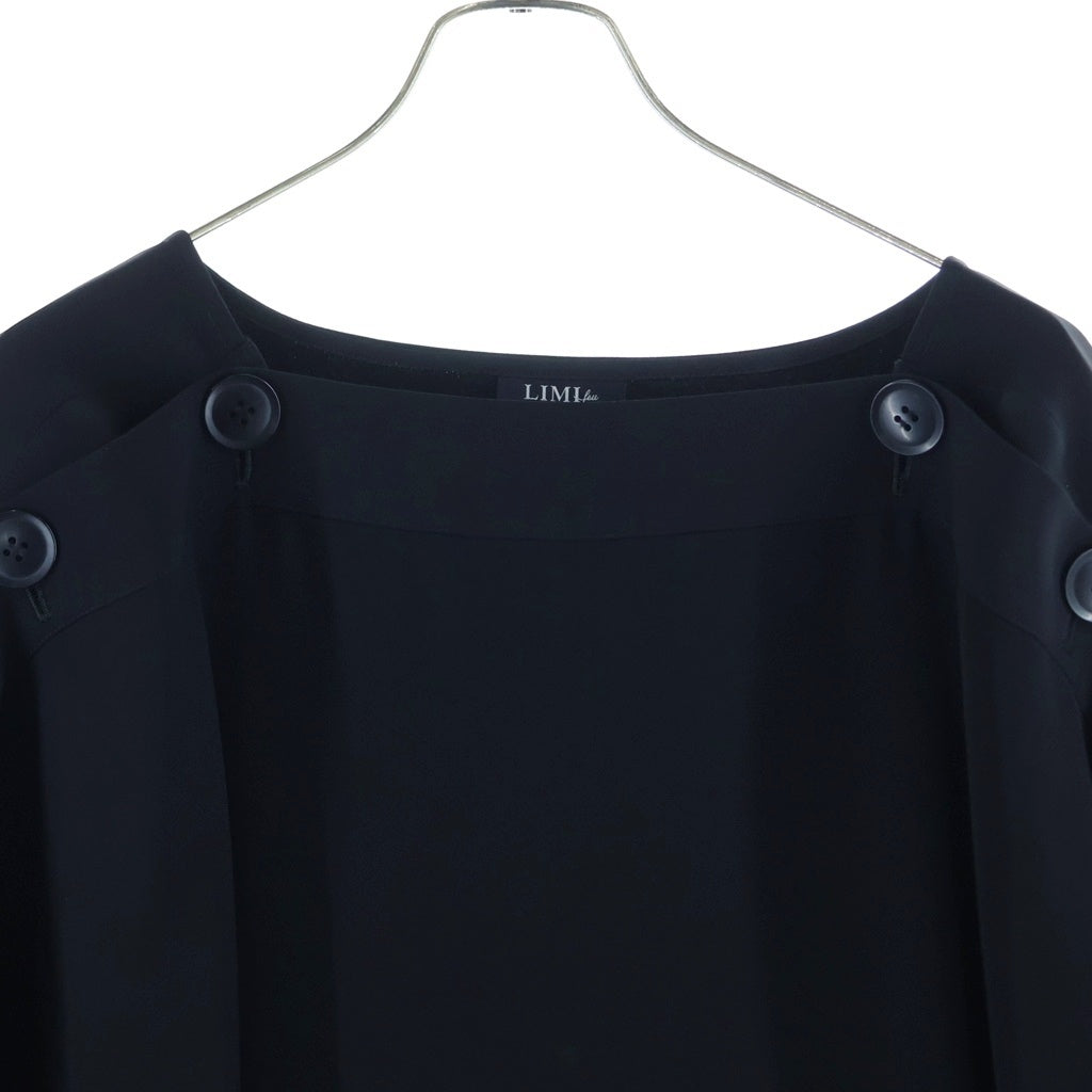 LIMI feu(リミフゥ) フロントボタン 半袖ロングワンピース ブラック レディース