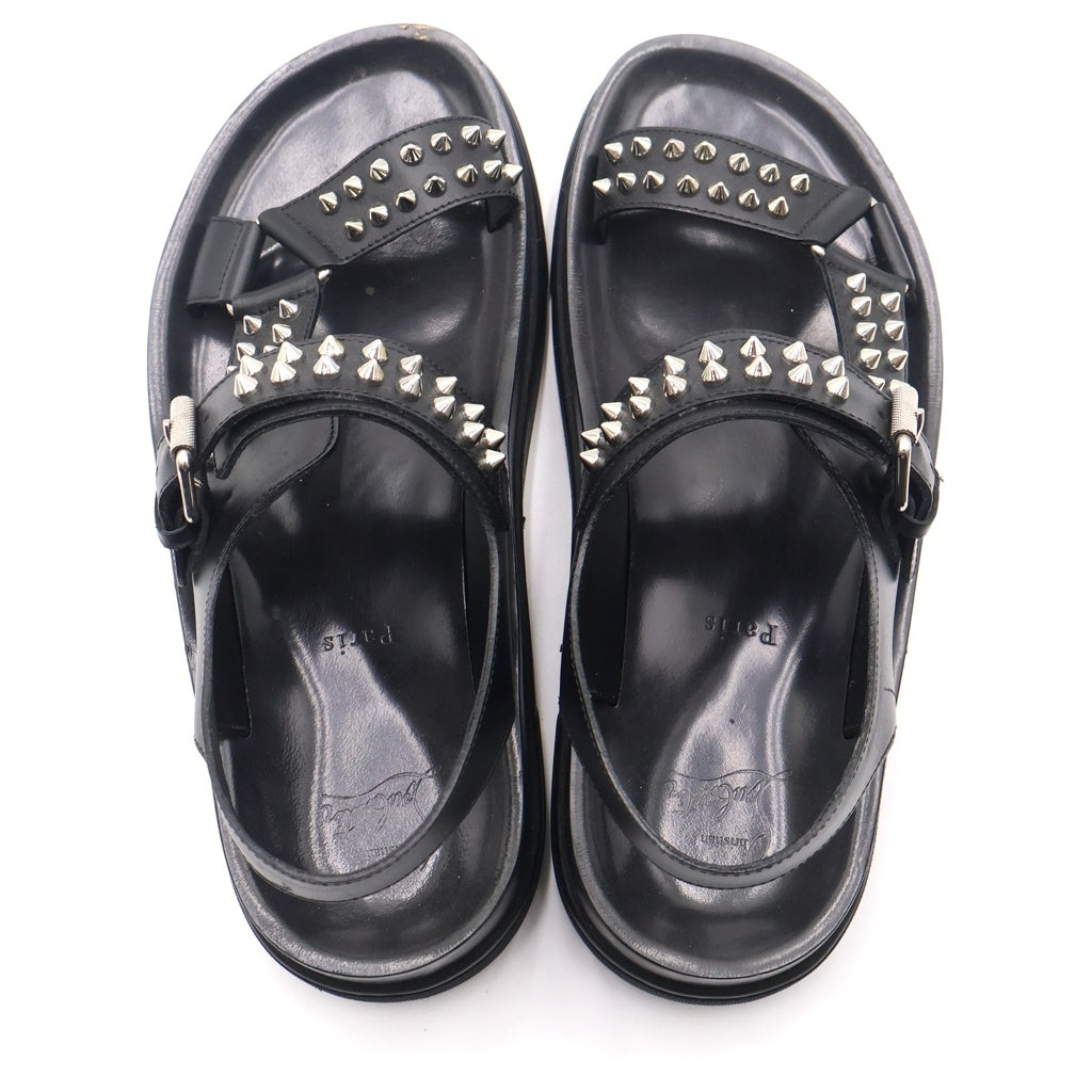 CHRISTIAN LOUBOUTIN(クリスチャンルブタン) スパイクスタッズ レザー ストラップ 厚底サンダル シューズ ブラック