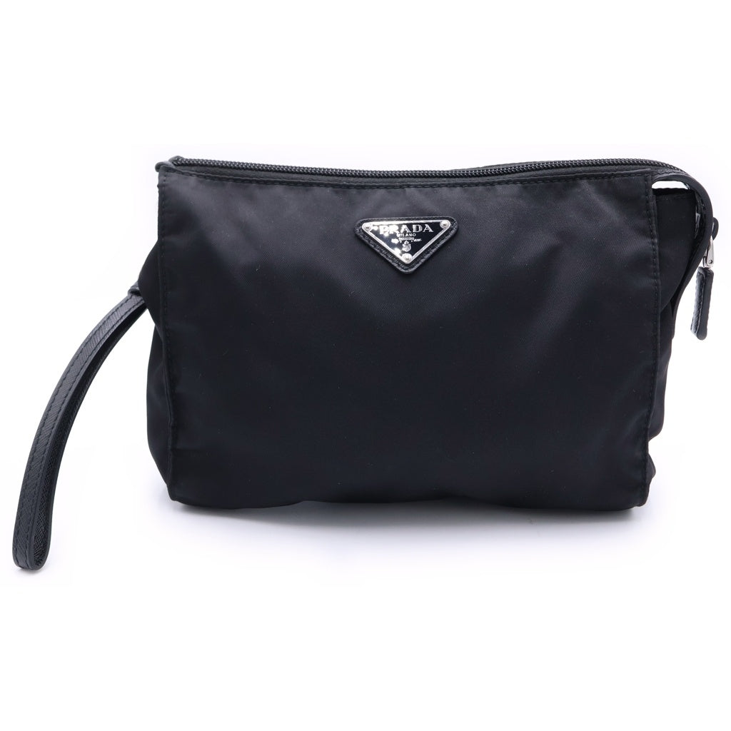 PRADA(プラダ) テスート セカンドバッグ クラッチバッグ ポーチ ブラック ナイロン シルバー金具 レディース