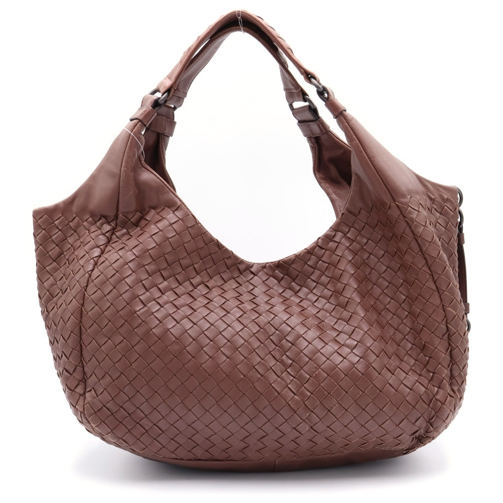 BOTTEGA VENETA(ボッテガヴェネタ) イントレチャート トートバック ハンドバッグ ブラウン レザー シルバー金具 レディース