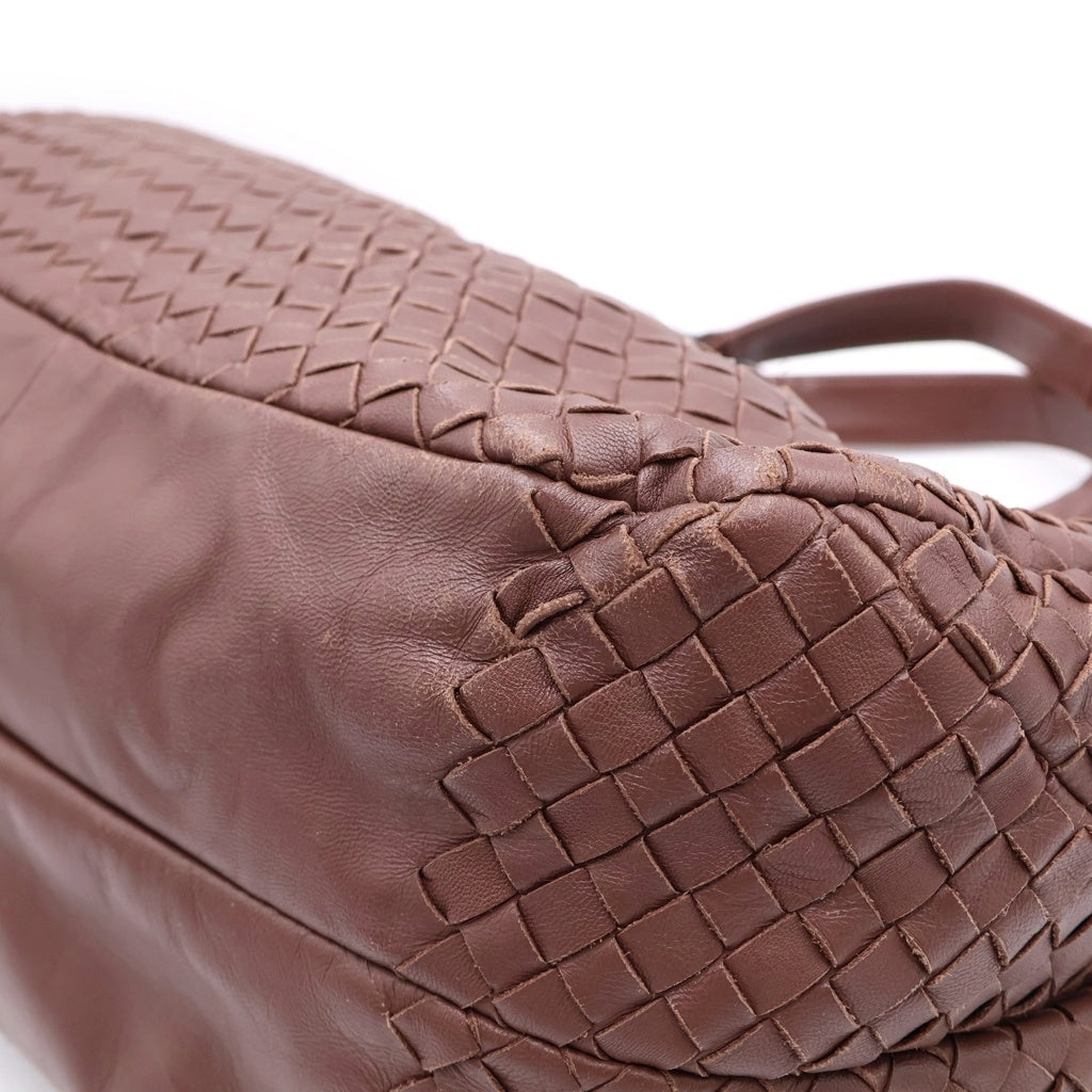BOTTEGA VENETA(ボッテガヴェネタ) イントレチャート トートバック ハンドバッグ ブラウン レザー シルバー金具 レディース