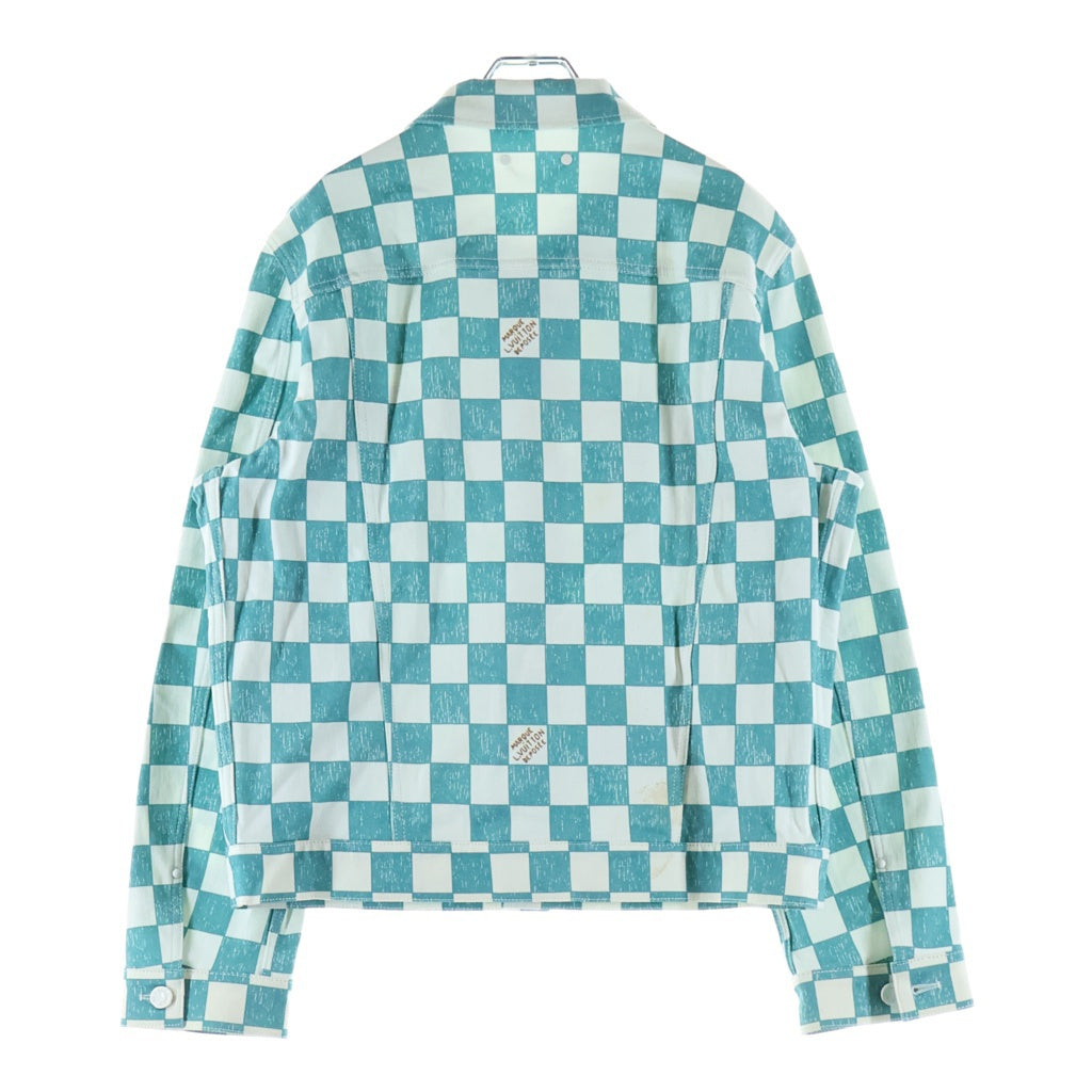 LOUIS VUITTON(ルイヴィトン) 21AW ダミエ 総柄プリント デニム トラッカージャケット ホワイト/ライトブルー RM2129 IM3 HLA20W