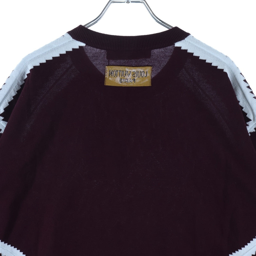 LOUIS VUITTON(ルイヴィトン) ショートスリーブ インタルシア 半袖ニット ボルドー RM232