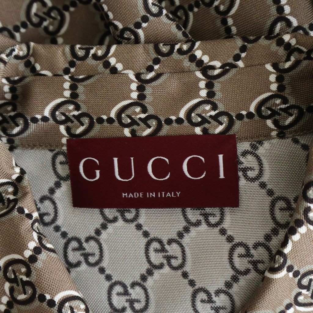 GUCCI(グッチ) プリント入り シルクツイル 長袖シャツ ブラック #42 813313 レディース