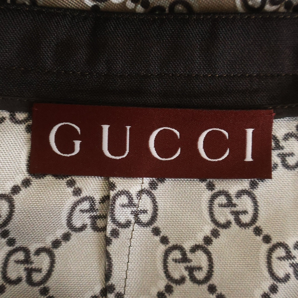 GUCCI(グッチ) GG総柄プリント シルク プリーツ フレア スカート ブラウン レディース 800306