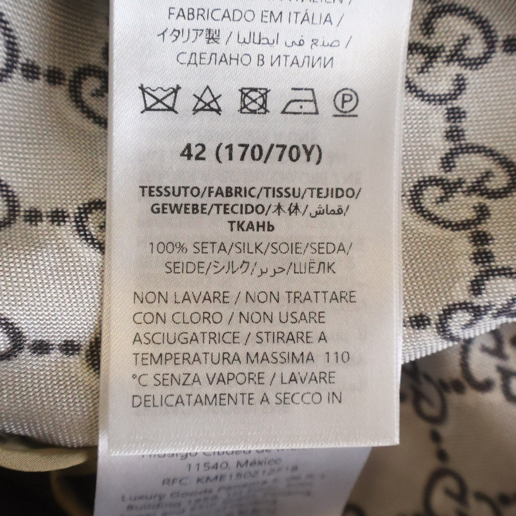 GUCCI(グッチ) GG総柄プリント シルク プリーツ フレア スカート ブラウン レディース 800306