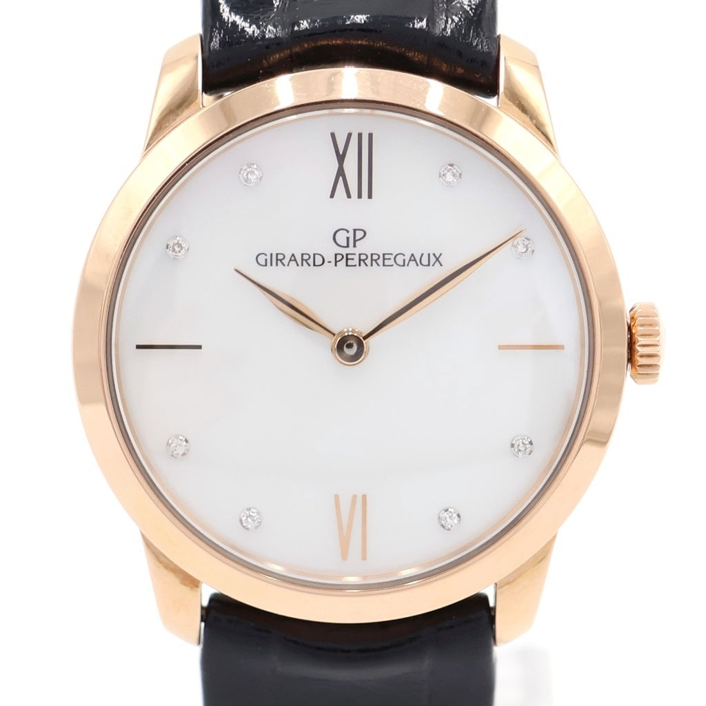 GIRARD PERREGAUX(ジラールペルゴ) 1966 ホワイトシェル文字盤 PG×レザー/AT ピンクゴールド オートマ 自動巻き 腕時計 49528-52-771-0