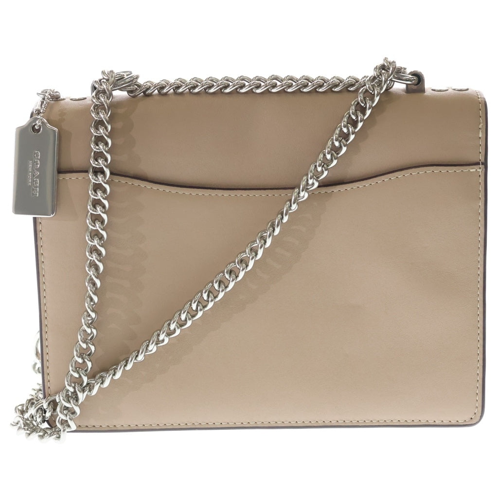 COACH(コーチ) シグネチャー チェーンショルダーバッグ ベージュ PVC レザー CV978 シルバー金具 レディース