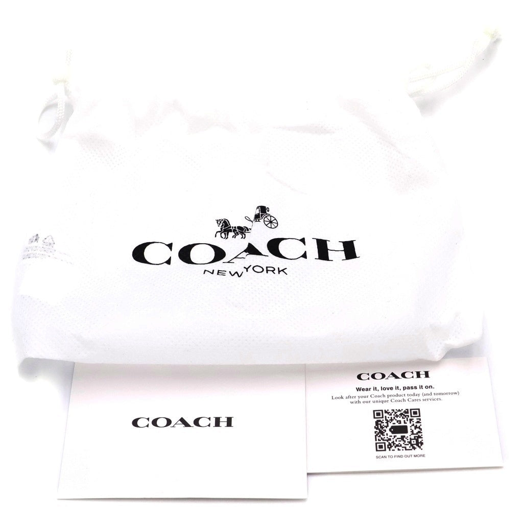 COACH(コーチ) レザー ラウンドファスナー 二つ折り財布 コンパクトウォレット ブラック