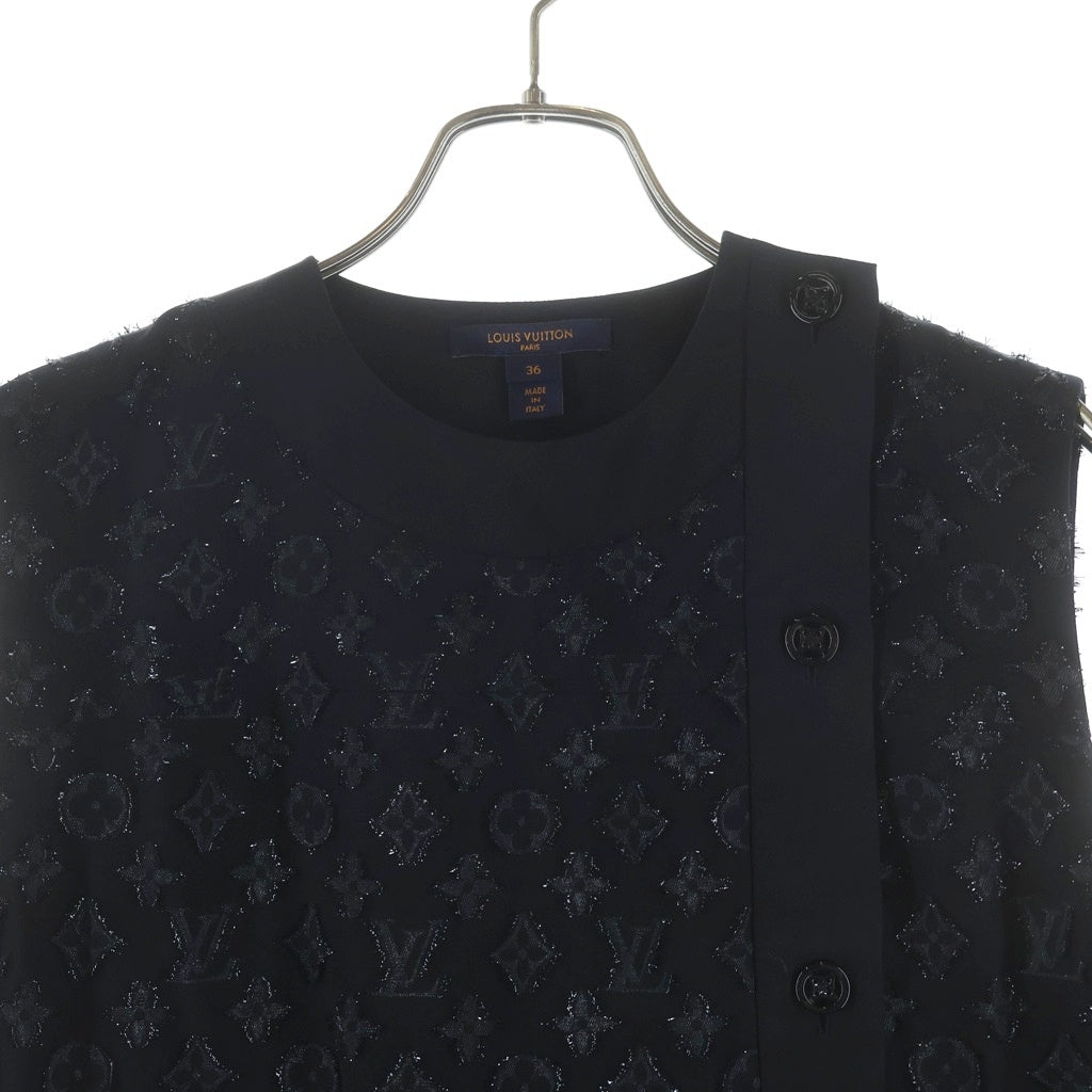 LOUIS VUITTON(ルイヴィトン) モノグラム ノースリーブシルクワンピース ブラック #36 RW202W XGR FJDR37 レディース