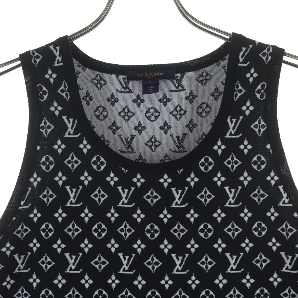LOUIS VUITTON(ルイヴィトン) モノグラム ノースリーブ ニットワンピース ブラック×ホワイト #S RW222J N87 FNKD05 レディース