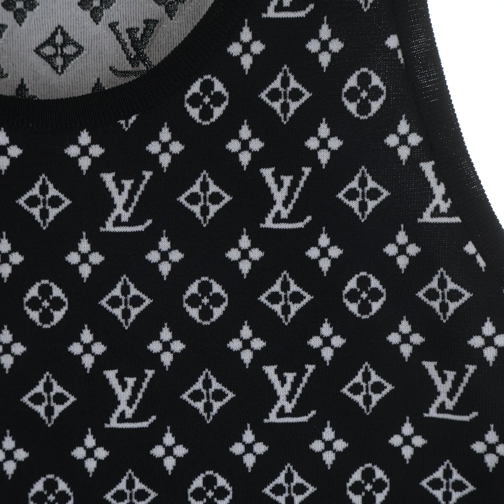 LOUIS VUITTON(ルイヴィトン) モノグラム ノースリーブ ニットワンピース ブラック×ホワイト #S RW222J N87 FNKD05 レディース
