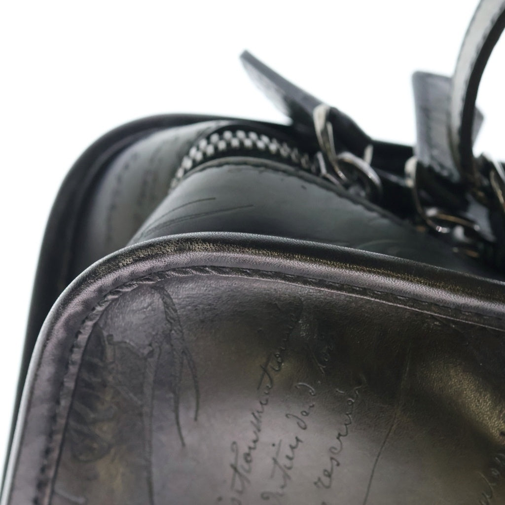 Berluti(ベルルッティ) カリグラフィ ブリーフケース ハンドバッグ ビジネスバッグ ショルダーバッグ グリーン レザー シルバー金具