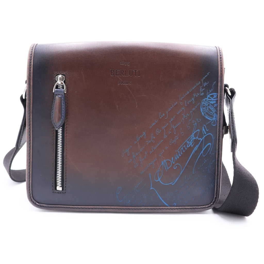 Berluti(ベルルッティ) カリグラフィ ラッキーデー レザー ショルダーバッグ ブルー