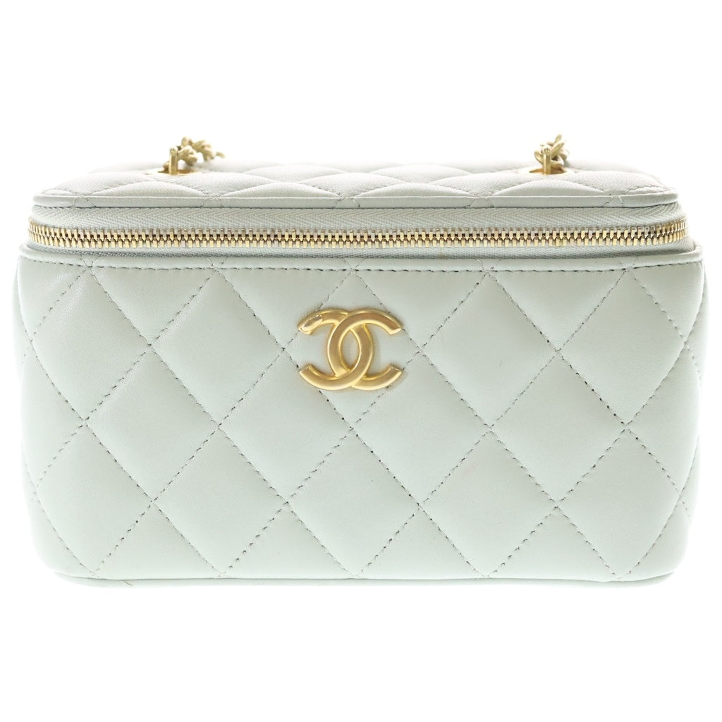 CHANEL(シャネル) バニティ ショルダーバッグ ミニバッグ チェーンバッグ ライトグリーン ミントグリーン ラムスキン ゴールド金具 レディース