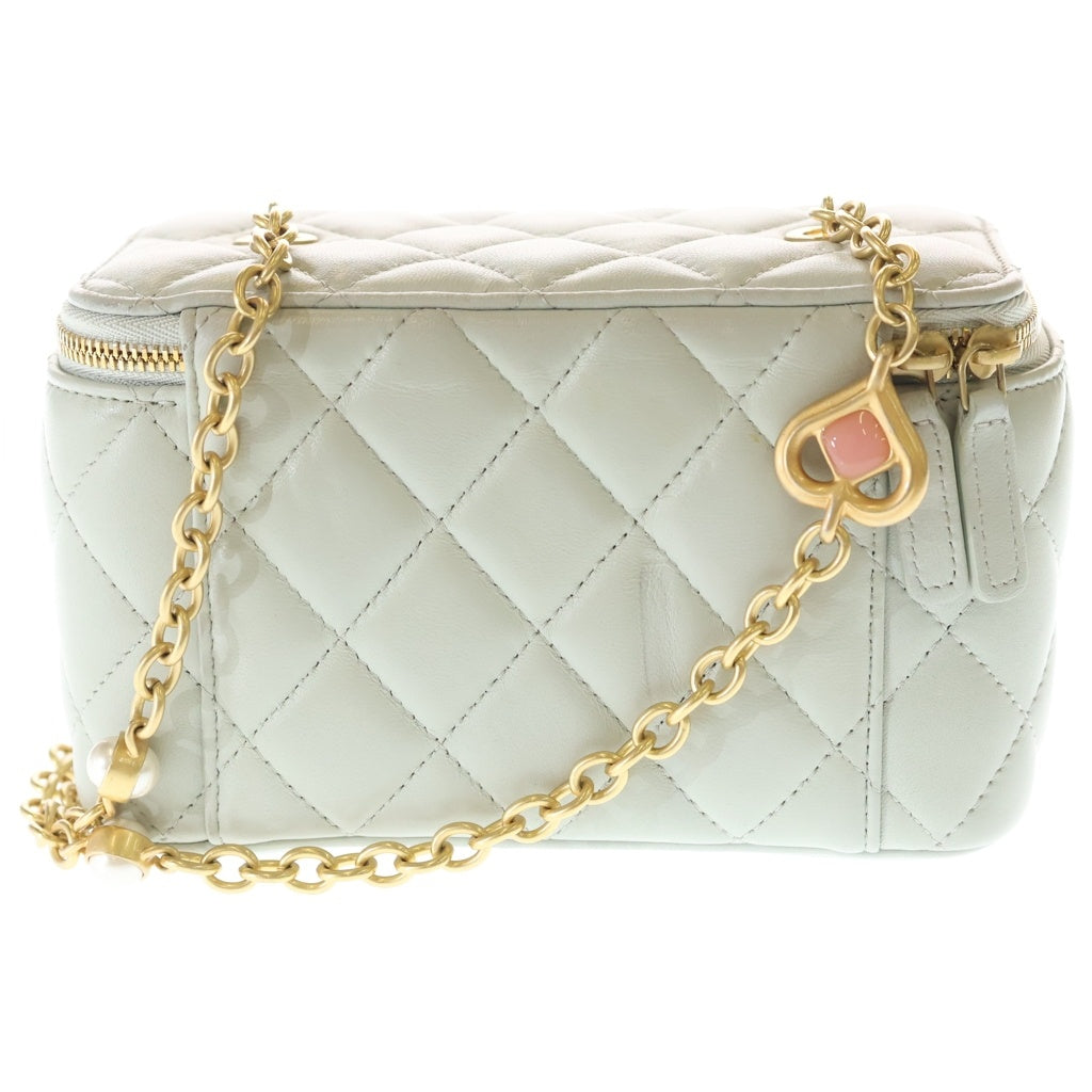 CHANEL(シャネル) バニティ ショルダーバッグ ミニバッグ チェーンバッグ ライトグリーン ミントグリーン ラムスキン ゴールド金具 レディース