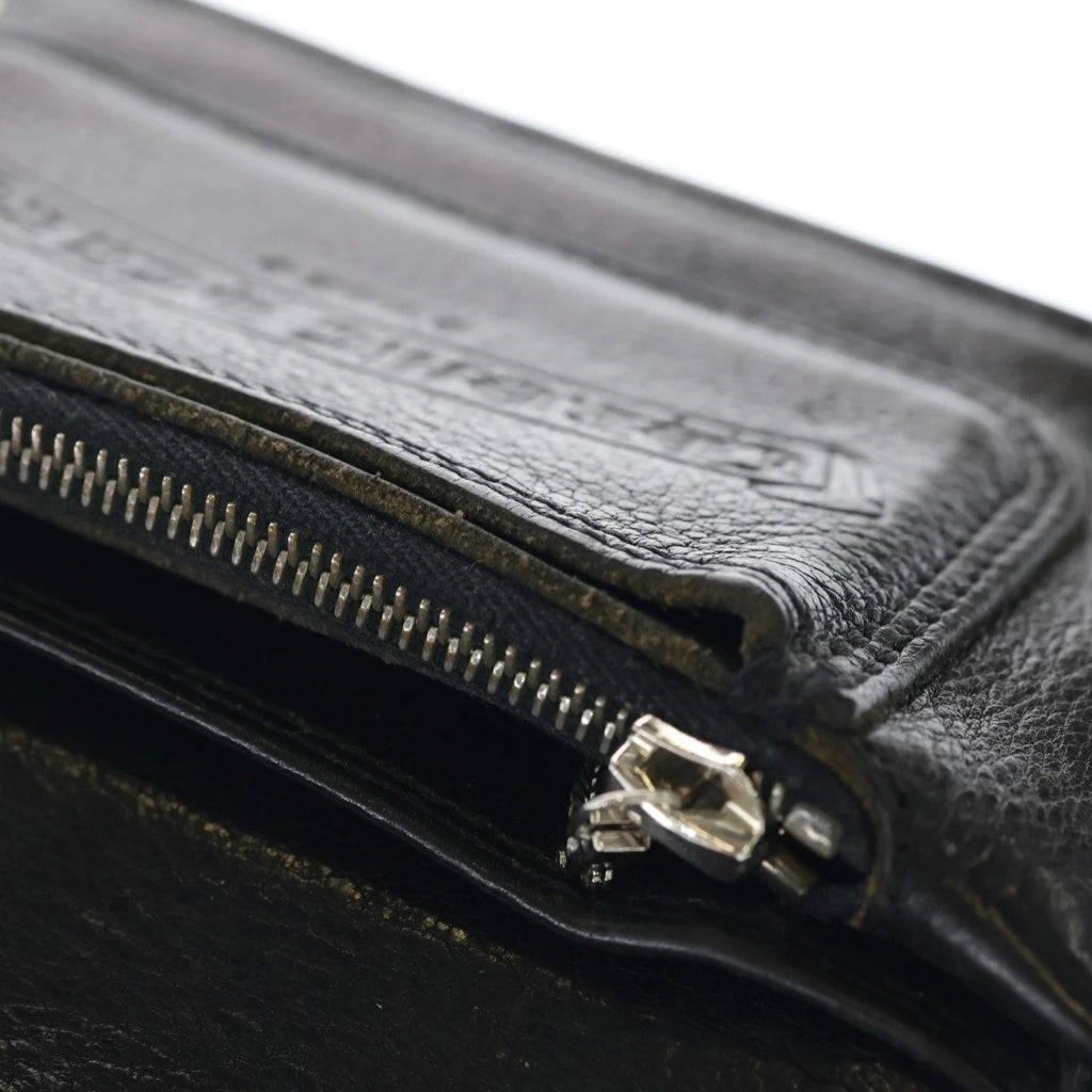 CHROME HEARTS(クロムハーツ) 2ZIP STRAP 2ジップ ストラップ ストラップ付クロスボールボタン レザーウォレット 財布 ブラック