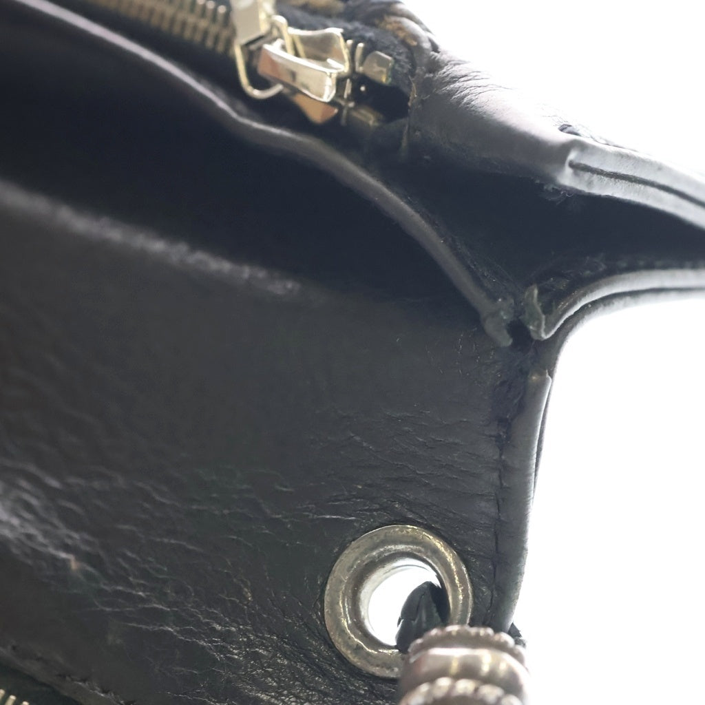 CHROME HEARTS(クロムハーツ) 2ZIP STRAP 2ジップ ストラップ ストラップ付クロスボールボタン レザーウォレット 財布 ブラック