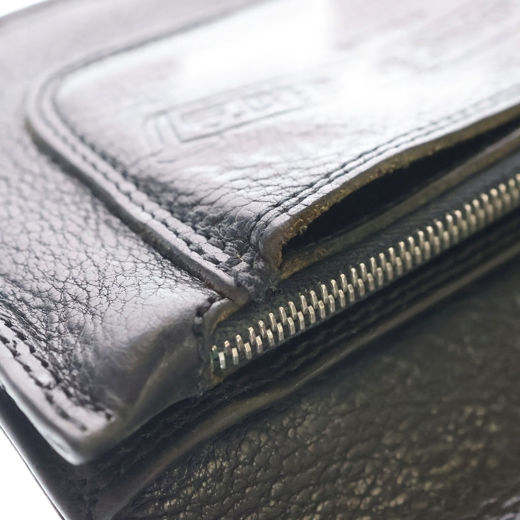 CHROME HEARTS(クロムハーツ) 2ZIP STRAP 2ジップ ストラップ ストラップ付クロスボールボタン レザーウォレット 財布 ブラック