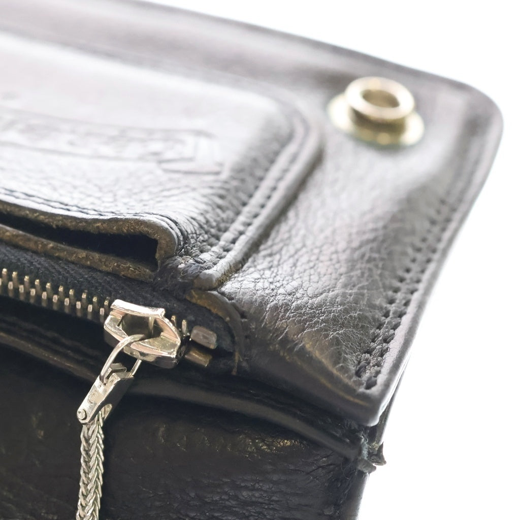 CHROME HEARTS(クロムハーツ) 2ZIP STRAP 2ジップ ストラップ ストラップ付クロスボールボタン レザーウォレット 財布 ブラック