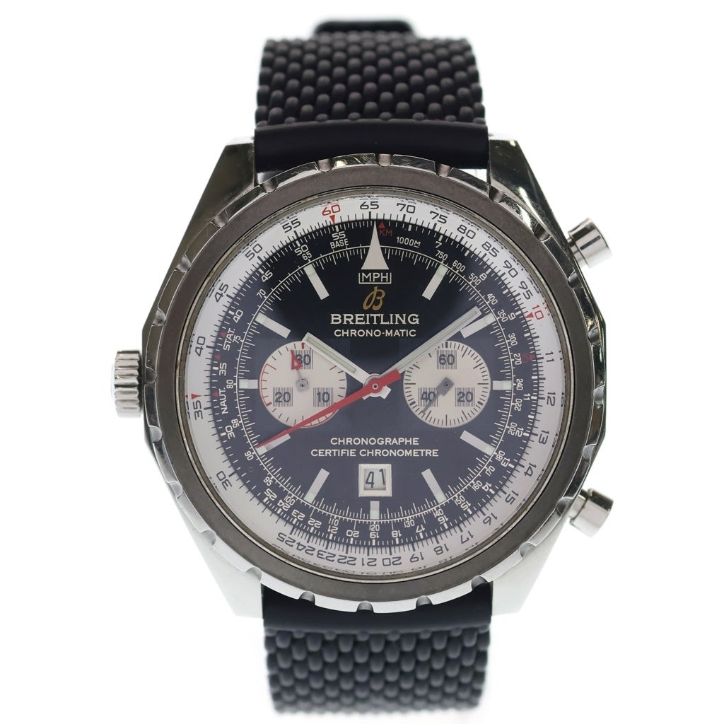 BREITLING(ブライトリング) クロノマティック デイト SS×ラバー/AT ステンレス オートマ 自動巻き 腕時計 A41360 黒文字盤