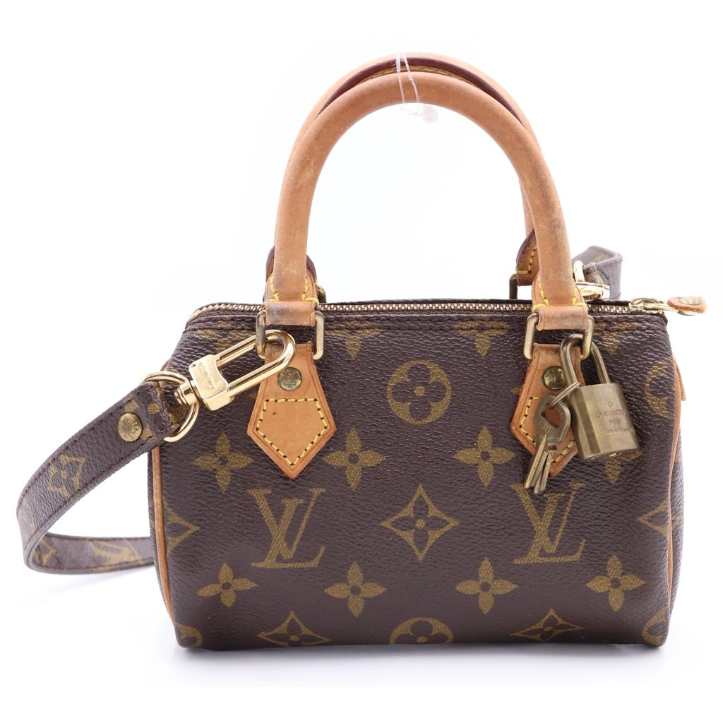 LOUIS VUITTON(ルイヴィトン) モノグラム ミニスピーディ ショルダーバッグ ミニバッグ ブラウン レザー×PVC M41534 ゴールド金具 レディース