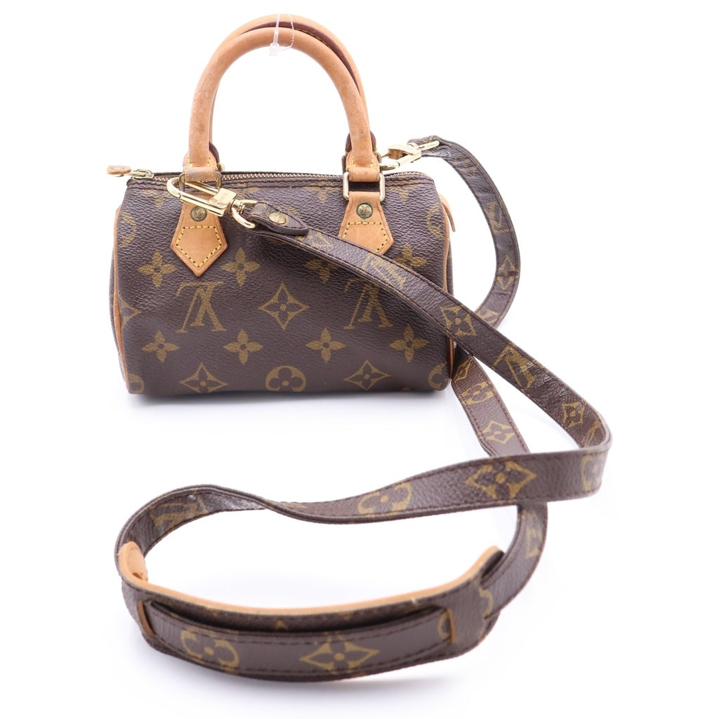 LOUIS VUITTON(ルイヴィトン) モノグラム ミニスピーディ ショルダーバッグ ミニバッグ ブラウン レザー×PVC M41534 ゴールド金具 レディース