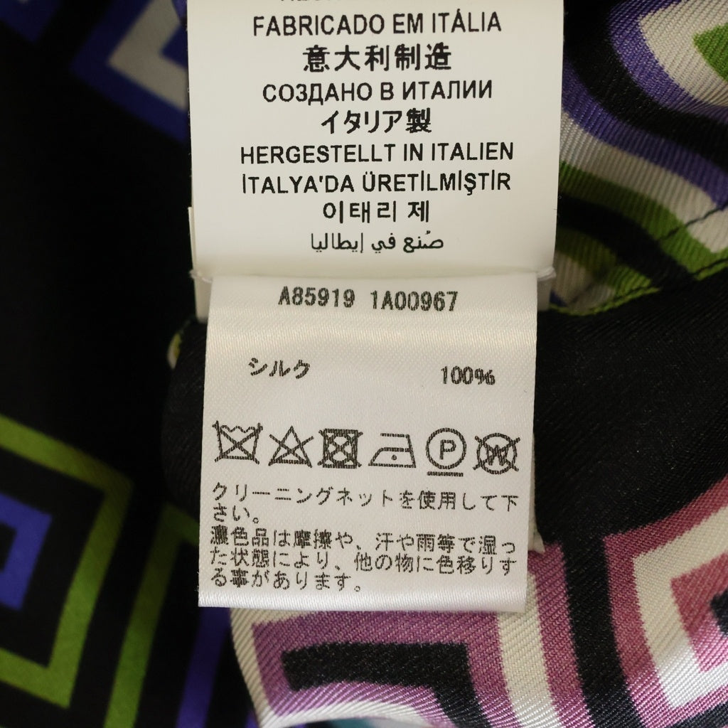 VERSACE(ヴェルサーチ) Greca Neon Silk Shirt グレカネオン シルク 半袖シャツ 総柄 ブラック A85919