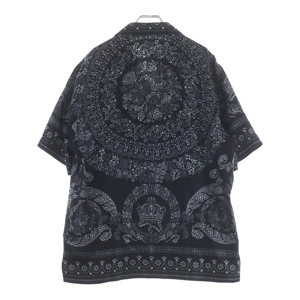 VERSACE(ヴェルサーチ) Repeat Baroque Silk Shirt リピート バロック シルク半袖シャツ ブラック 1003926 1A06140
