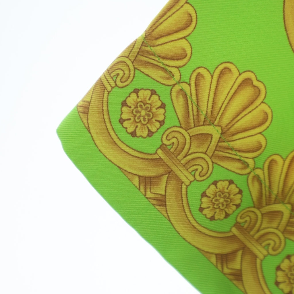 VERSACE(ヴェルサーチ) Barocco 660 Silk Shirt バロック シルクシャツ 半袖シャツ シルク ライム/ゴールド グリーン 1003926 1A05710