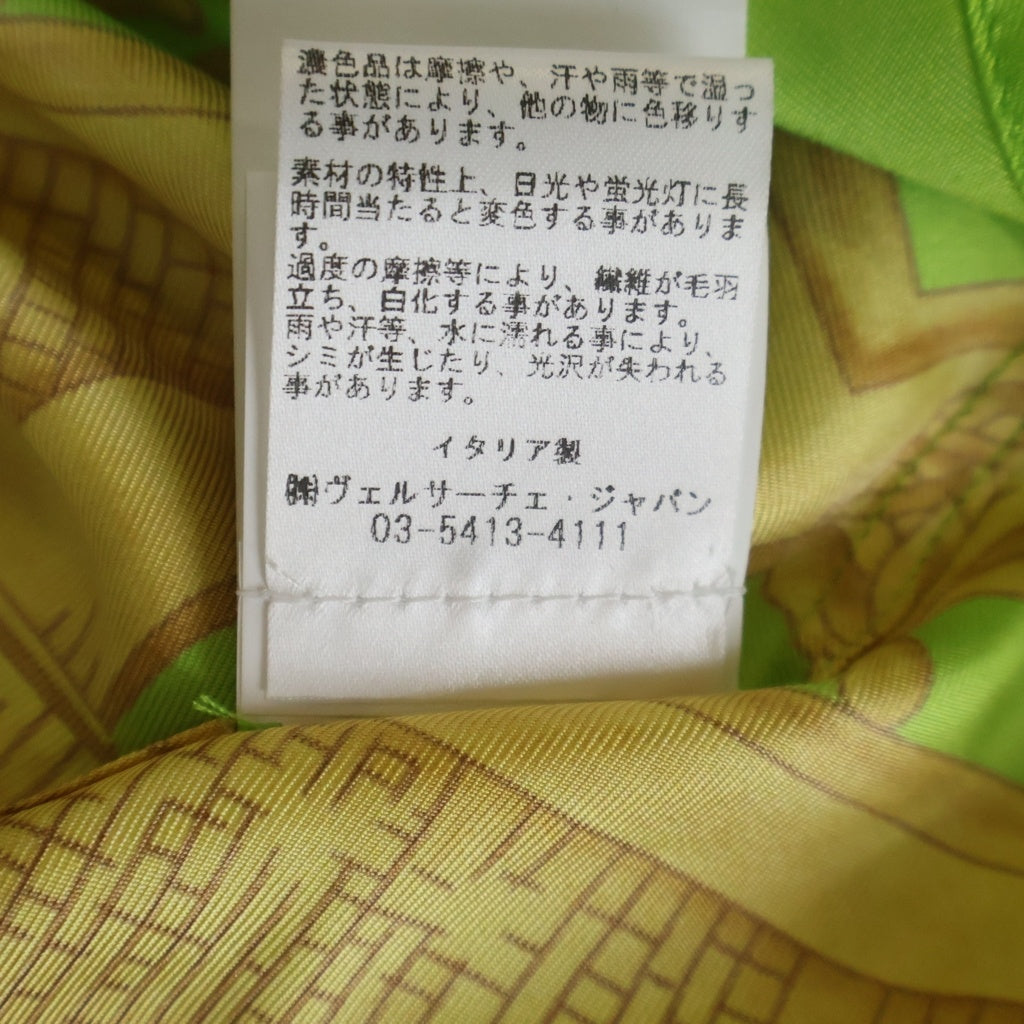 VERSACE(ヴェルサーチ) Barocco 660 Silk Shirt バロック シルクシャツ 半袖シャツ シルク ライム/ゴールド グリーン 1003926 1A05710