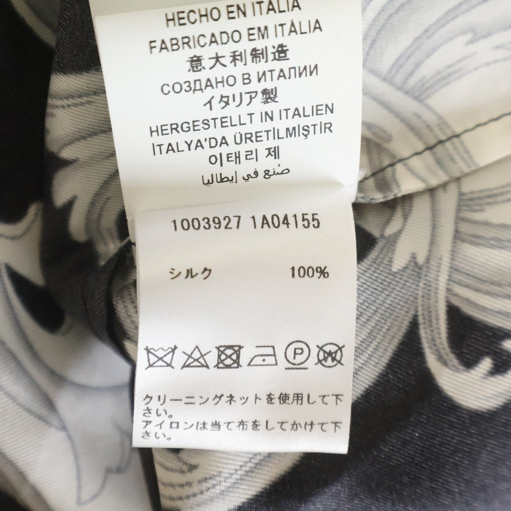 VERSACE(ヴェルサーチ) Silver Baroque Silk Shirt シルバーバロック シルクシャツ イタリア製 総柄 ブラック/ホワイト 1003927 1A04155