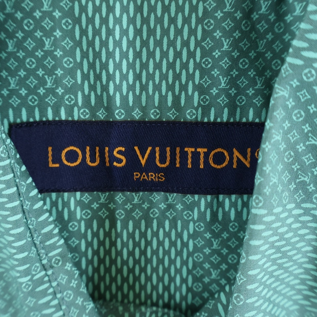 LOUIS VUITTON(ルイヴィトン) ダミエ 総柄半袖シャツ コットン グリーン HRS08W