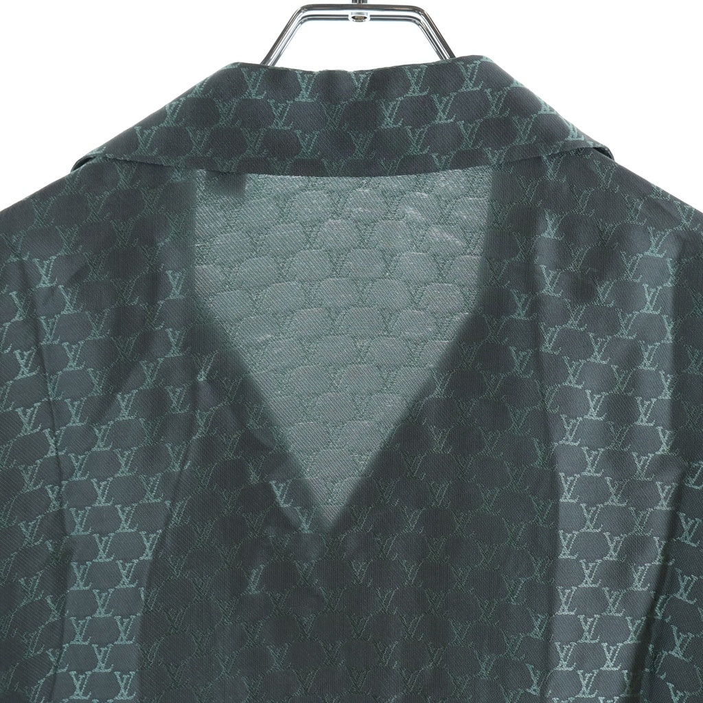 LOUIS VUITTON(ルイヴィトン) 24AW ジャカードモノグラム シルクブレンドオープンカラーシャツ 半袖シャツ グレー/グリーン RM242MM KSY HRS30W