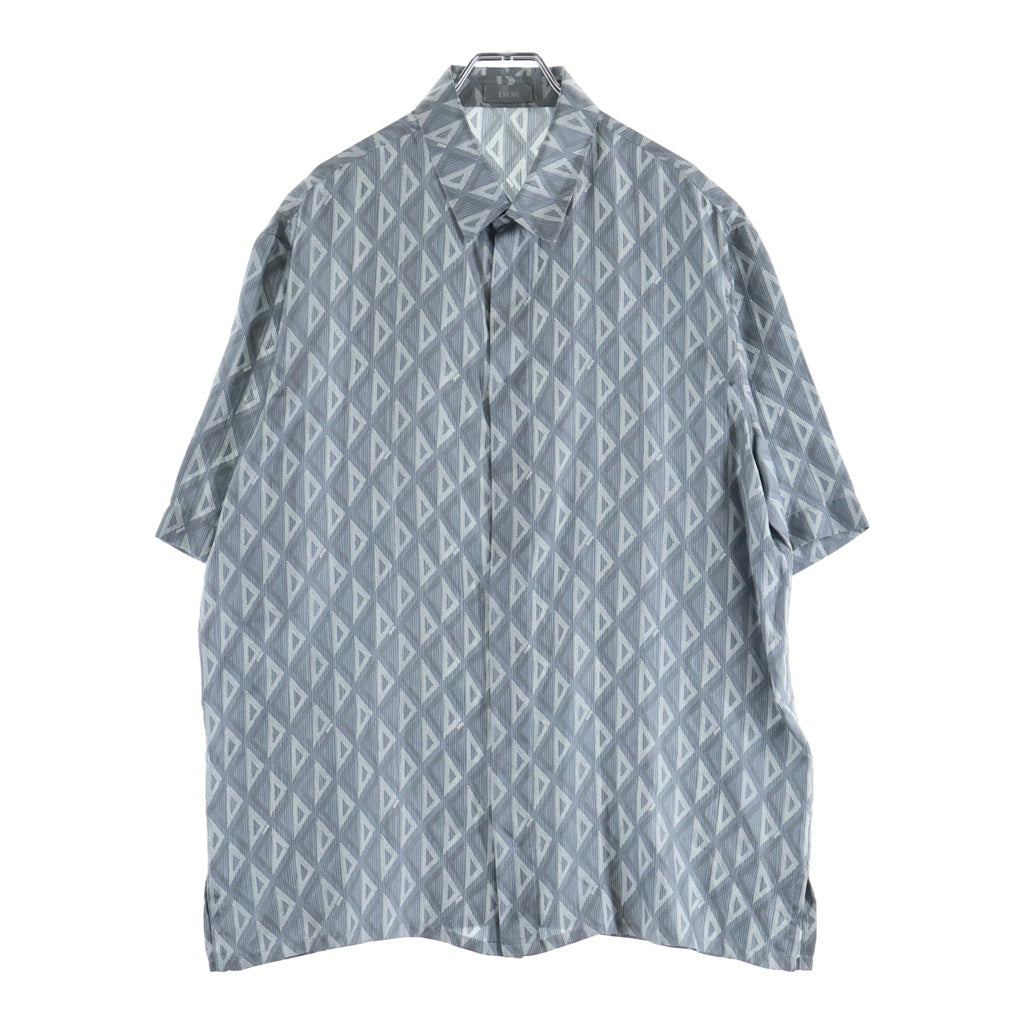 Christian Dior(クリスチャンディオール) SHORT-SLEEVED SHIRTS ショートスリーブドシャツ 総柄 半袖シャツ シルク イタリア製 グレー 193C545A5797