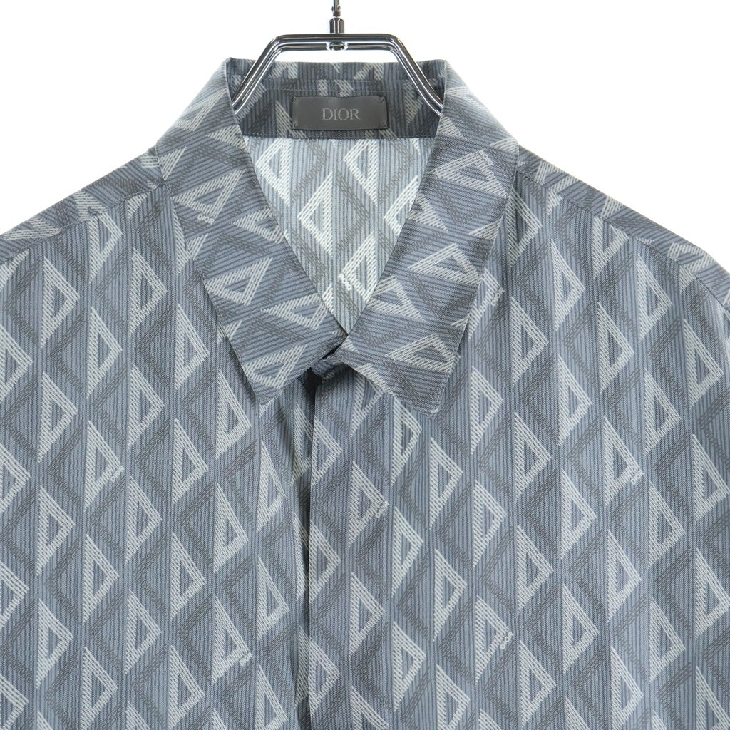 Christian Dior(クリスチャンディオール) SHORT-SLEEVED SHIRTS ショートスリーブドシャツ 総柄 半袖シャツ シルク イタリア製 グレー 193C545A5797